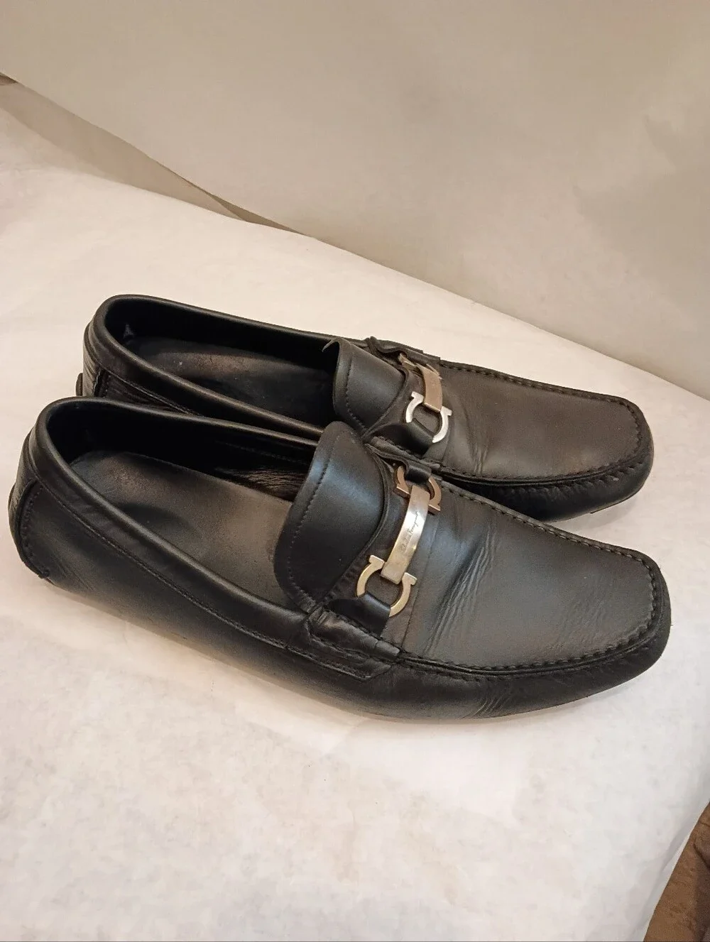 SALVATORE FERRAGAMO Driving Loafers Black 10.5 D display picture 1